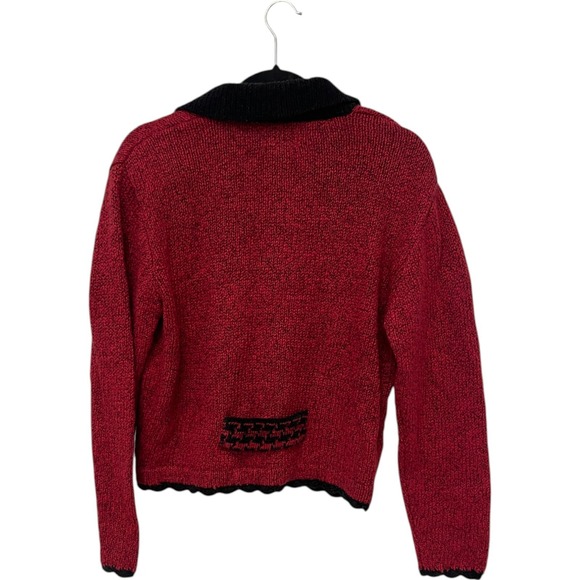 Christopher & Banks Sweater Womens L Red‎ Cardigan Hand Embroidered Button NWT - Picture 2 of 8